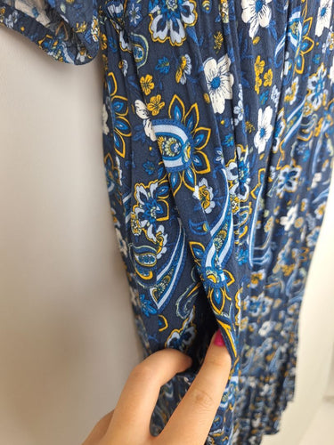 Second-Hand - Piper Blue Yellow Paisley Maxi Dress Size 8 - SwapUp