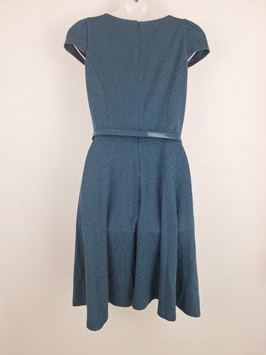 Second-Hand - Review Mini Heart Teal Belted Midi Dress Size 8 - SwapUp