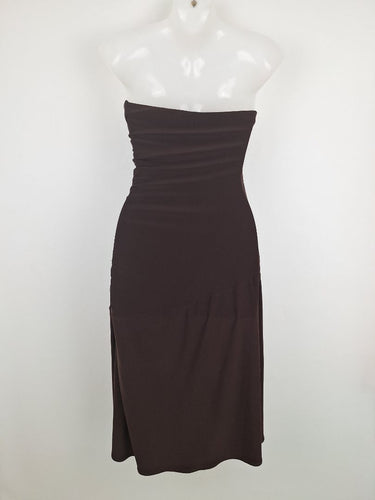 Second-Hand - Events Chic Brown Drop Waist Evening Dress Size S - SwapUp
