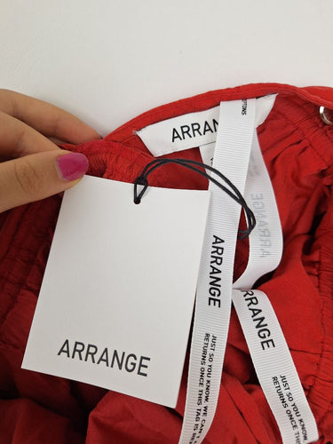 Second-Hand - Arrange Poppy Red Drawstring Trapeze Midi Dress Size 18 - SwapUp