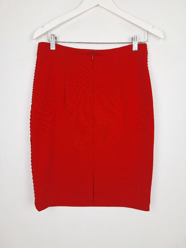 Second-Hand - Catherine Malandrino Red Crossover Pencil Skirt Size M - SwapUp