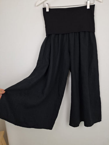 Second-Hand - Dogstar Linen Fold Over Waistband Cropped Pants Size 8 - SwapUp