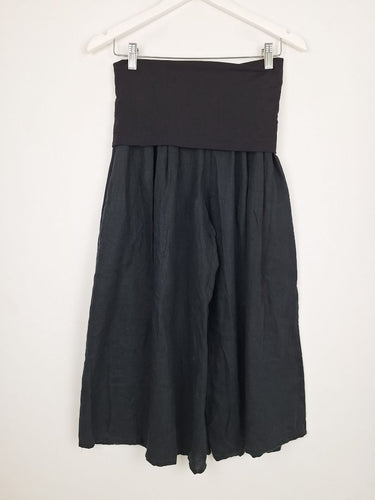 Second-Hand - Dogstar Linen Fold Over Waistband Cropped Pants Size 8 - SwapUp