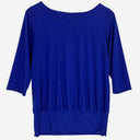 Second-Hand - Leina Broughton Indigo Boat Neck Cinched Waist Top Size 10 - SwapUp