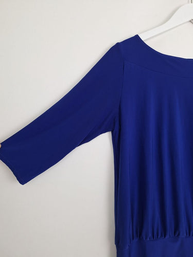 Second-Hand - Leina Broughton Indigo Boat Neck Cinched Waist Top Size 10 - SwapUp