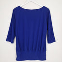 Second-Hand - Leina Broughton Indigo Boat Neck Cinched Waist Top Size 10 - SwapUp
