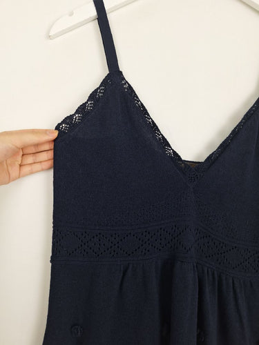 Second-Hand - Assorted Brands Dainty Knitted Navy Tank Top Size M - SwapUp