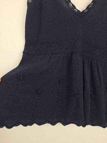 Second-Hand - Assorted Brands Dainty Knitted Navy Tank Top Size M - SwapUp