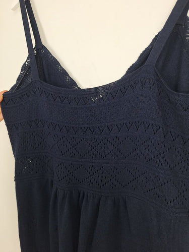 Second-Hand - Assorted Brands Dainty Knitted Navy Tank Top Size M - SwapUp