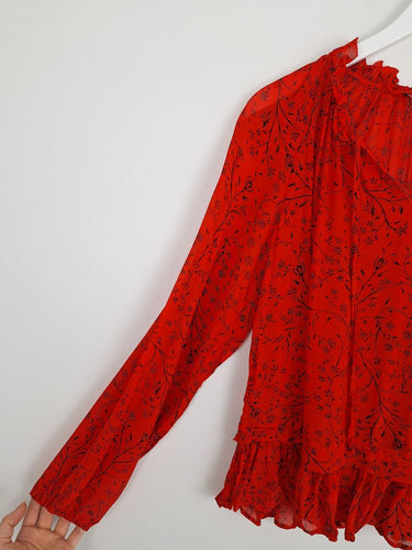 Second-Hand - Seed Crimson & Vine Sheer Blouse Size 10 - SwapUp