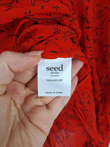 Second-Hand - Seed Crimson & Vine Sheer Blouse Size 10 - SwapUp