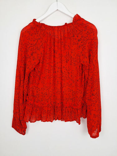 Second-Hand - Seed Crimson & Vine Sheer Blouse Size 10 - SwapUp
