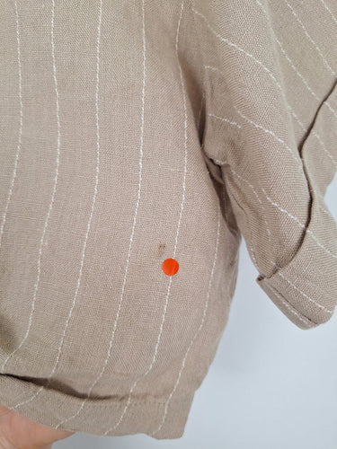 Second-Hand - Seed Mocha Stripe Crop Shirt Size 12 - SwapUp