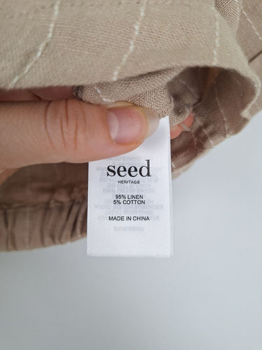 Second-Hand - Seed Mocha Stripe Crop Shirt Size 12 - SwapUp