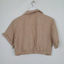 Second-Hand - Seed Mocha Stripe Crop Shirt Size 12 - SwapUp