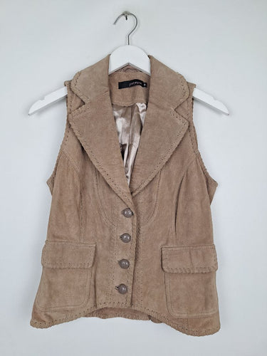 Second-Hand - pretty in pink Mocha Suede Laced Vest Size 8 - SwapUp