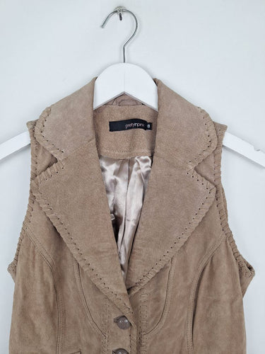 Second-Hand - pretty in pink Mocha Suede Laced Vest Size 8 - SwapUp