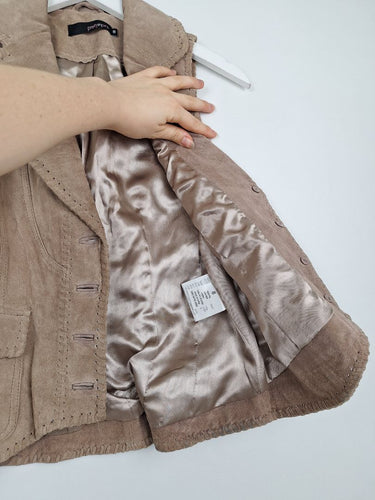 Second-Hand - pretty in pink Mocha Suede Laced Vest Size 8 - SwapUp