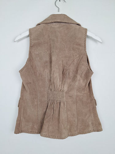 Second-Hand - pretty in pink Mocha Suede Laced Vest Size 8 - SwapUp