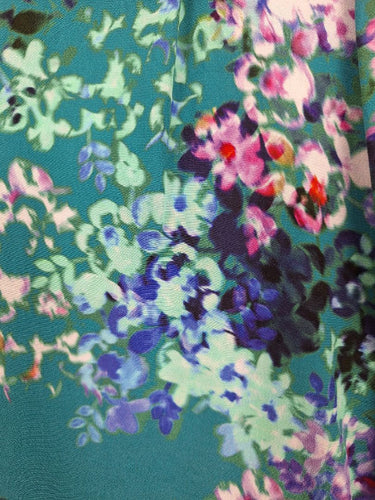 Second-Hand - Marcs Teal Mottled Floral Top Size 6 - SwapUp