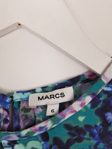 Second-Hand - Marcs Teal Mottled Floral Top Size 6 - SwapUp