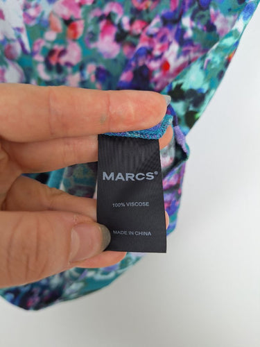 Second-Hand - Marcs Teal Mottled Floral Top Size 6 - SwapUp