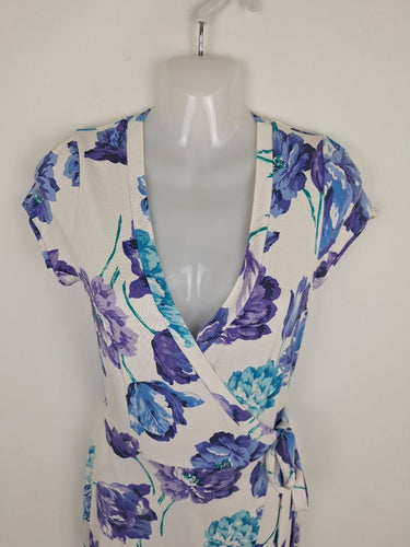 Second-Hand - Review Stretch Floral Wrap Midi Dress Size 8 - SwapUp