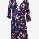 Second-Hand - Leona Edmiston Navy Faux Wrap Booms Midi Dress Size 10 - SwapUp