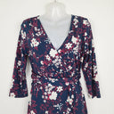 Second-Hand - Leona Edmiston Navy Faux Wrap Booms Midi Dress Size 10 - SwapUp