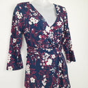 Second-Hand - Leona Edmiston Navy Faux Wrap Booms Midi Dress Size 10 - SwapUp