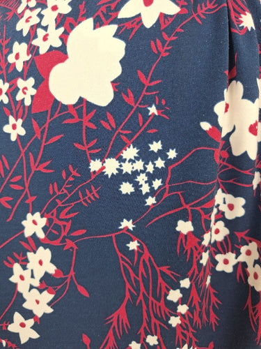 Second-Hand - Leona Edmiston Navy Faux Wrap Booms Midi Dress Size 10 - SwapUp