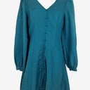 Second-Hand - Princess Highway Peacock Linen Blend Flared Mini Dress Size 10 - SwapUp