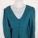 Second-Hand - Princess Highway Peacock Linen Blend Flared Mini Dress Size 10 - SwapUp