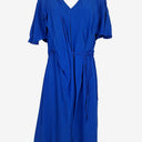 Second-Hand - Veronika Maine Electric Blue Crepe Belted Midi Dress Size 8 - SwapUp