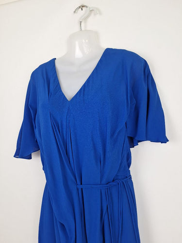Second-Hand - Veronika Maine Electric Blue Crepe Belted Midi Dress Size 8 - SwapUp