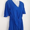 Second-Hand - Veronika Maine Electric Blue Crepe Belted Midi Dress Size 8 - SwapUp