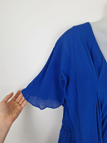 Second-Hand - Veronika Maine Electric Blue Crepe Belted Midi Dress Size 8 - SwapUp