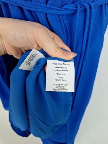 Second-Hand - Veronika Maine Electric Blue Crepe Belted Midi Dress Size 8 - SwapUp