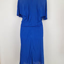 Second-Hand - Veronika Maine Electric Blue Crepe Belted Midi Dress Size 8 - SwapUp