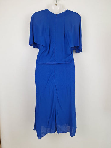 Second-Hand - Veronika Maine Electric Blue Crepe Belted Midi Dress Size 8 - SwapUp