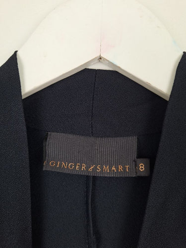 Second-Hand - Ginger & Smart Sophisticated Navy Tie Dress Size 8 - SwapUp