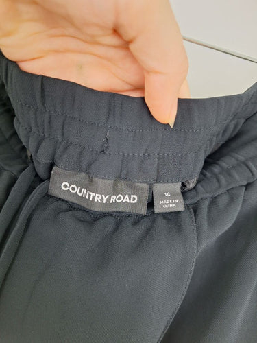 Second-Hand - Country Road Elasticated Pin Tucked Wide Leg Pants Size 14 - SwapUp