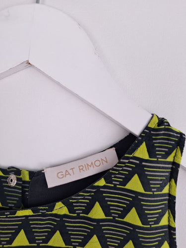 Second-Hand - Assorted Brands Geometric Silk Racer Top Size S - SwapUp