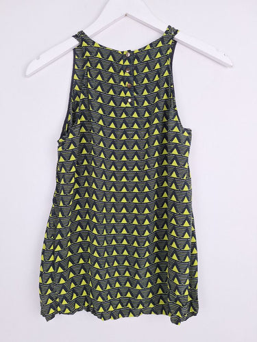 Second-Hand - Assorted Brands Geometric Silk Racer Top Size S - SwapUp