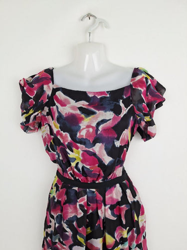 Second-Hand - Diane von Furstenberg Enchanting Mottled Blooms Silk Mini Dress Size 4 - SwapUp