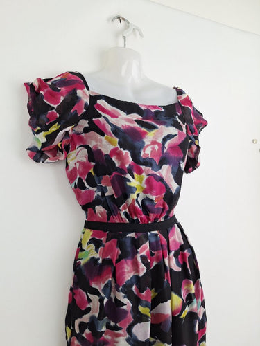 Second-Hand - Diane von Furstenberg Enchanting Mottled Blooms Silk Mini Dress Size 4 - SwapUp