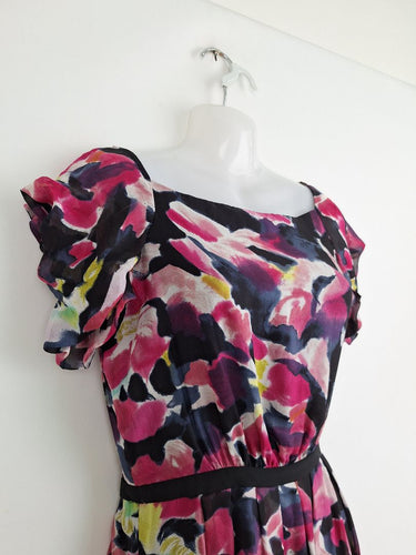 Second-Hand - Diane von Furstenberg Enchanting Mottled Blooms Silk Mini Dress Size 4 - SwapUp