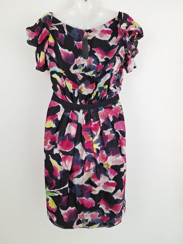 Second-Hand - Diane von Furstenberg Enchanting Mottled Blooms Silk Mini Dress Size 4 - SwapUp