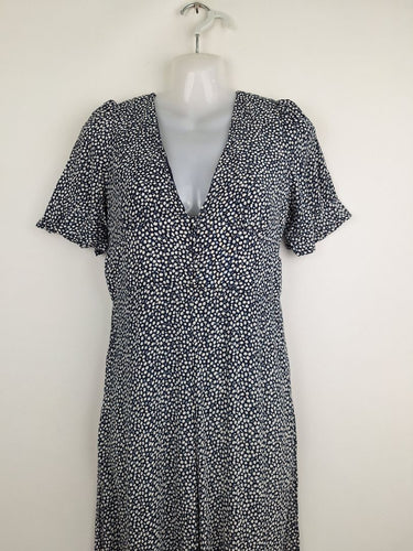 Second-Hand - DISSH Ditsy Floral Navy Jumpsuit Size 8 - SwapUp
