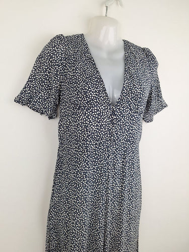 Second-Hand - DISSH Ditsy Floral Navy Jumpsuit Size 8 - SwapUp